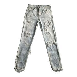 AGOLDE  Crop Super Distressed Light Blue Skinny Jeans in ‎ Size 27